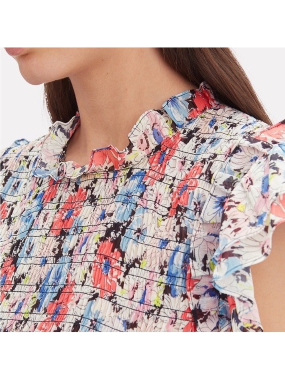 VERONICA BEARD Cici Ruched Floral Mini Dress Size 6 - Picture 2 of 12
